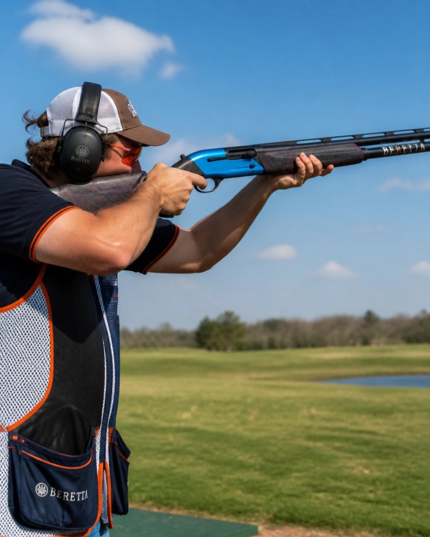 A clay shooter focused on the horizon with a Beretta A400 Xcel