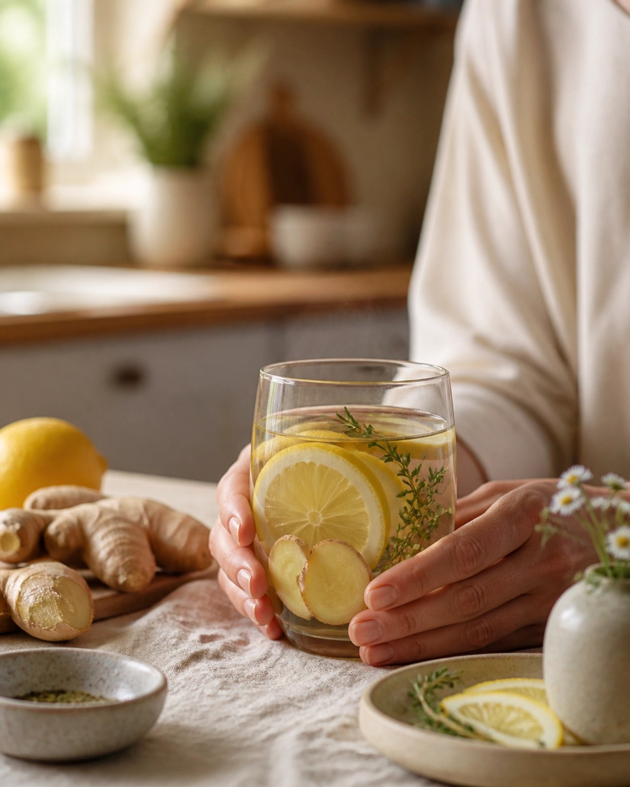Hands holding a warm, herbal tonic, symbolizing the gentle and effective process of a natural liver detox.