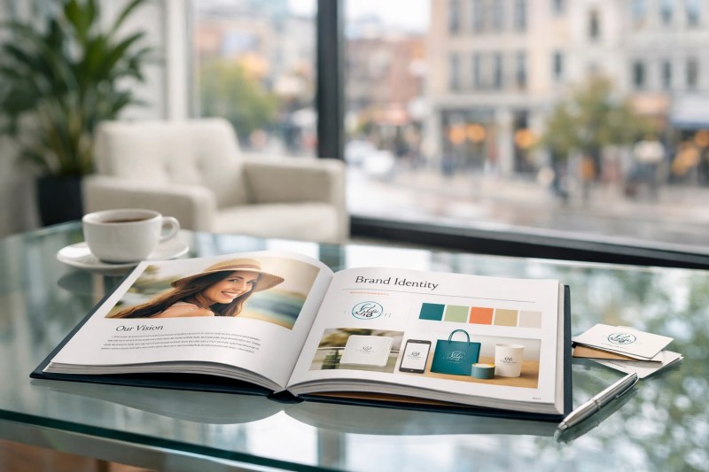 Modern brand portfolio showing expert rochester printing results for local business marketing.