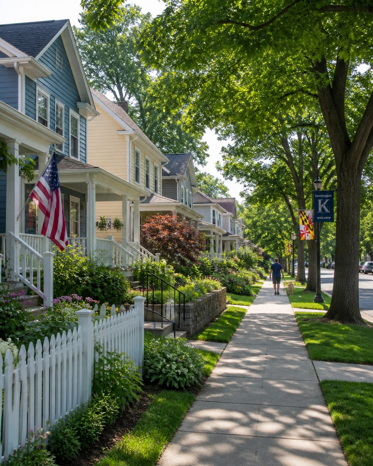Lush Maryland neighborhood street scene