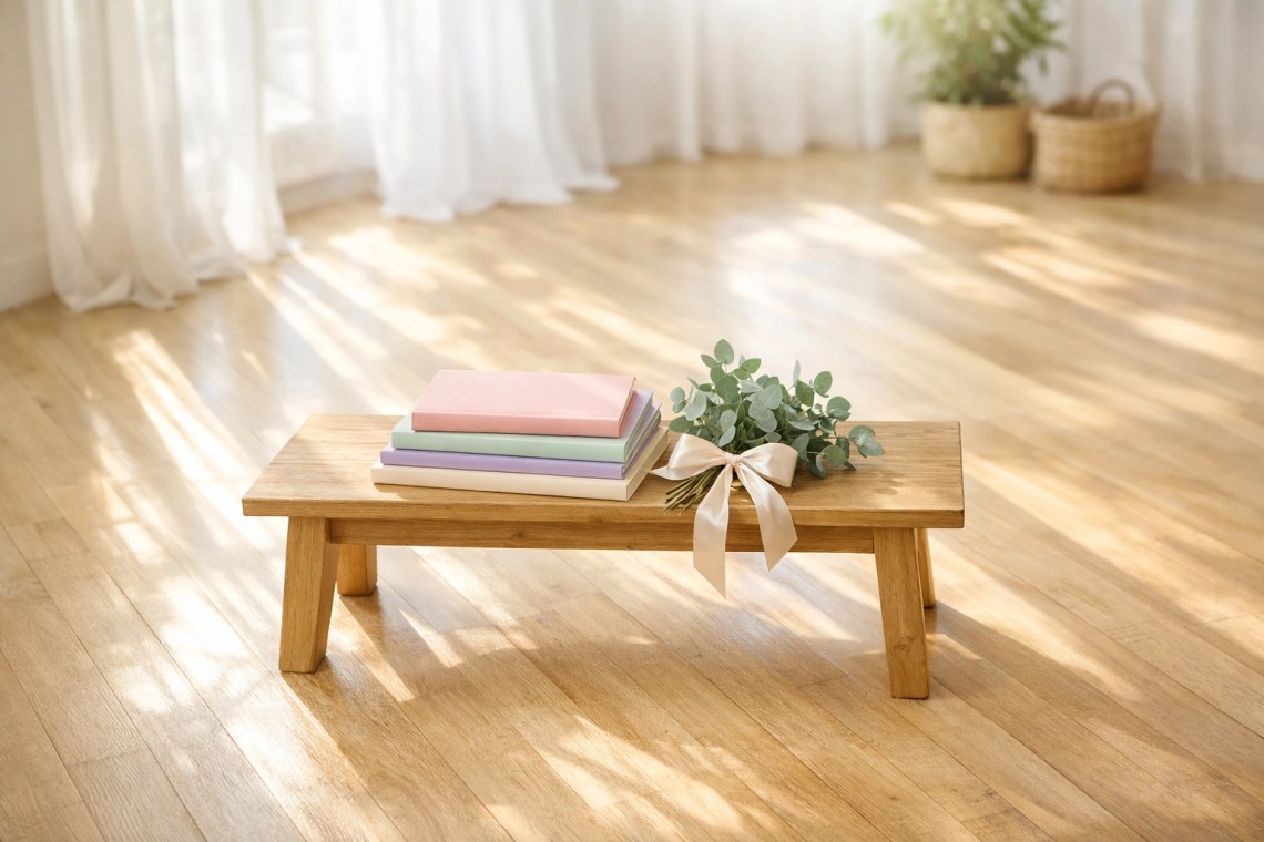 Pastel notebooks and eucalyptus in a sunny room, representing a grace-filled start in gospel-centered living.