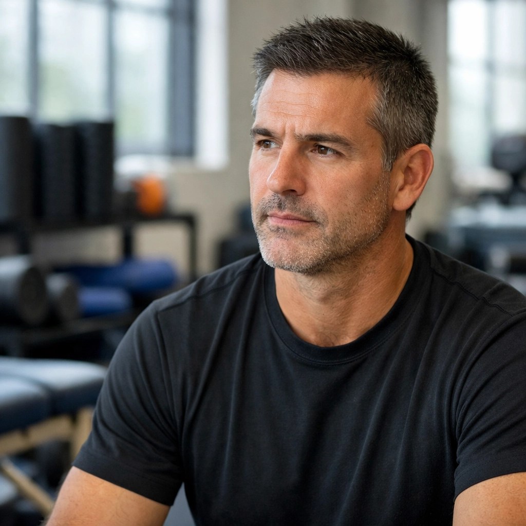 Consultant Tibs Parise reviewing recovery tools for athletes in a post workout recovery center.