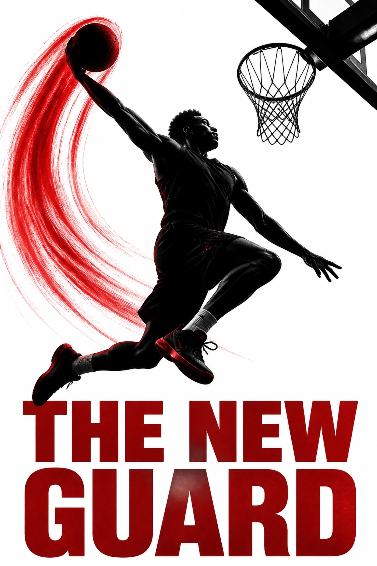 Silhouette of a basketball player dunking representing the new guard of the NBA Playoffs.
