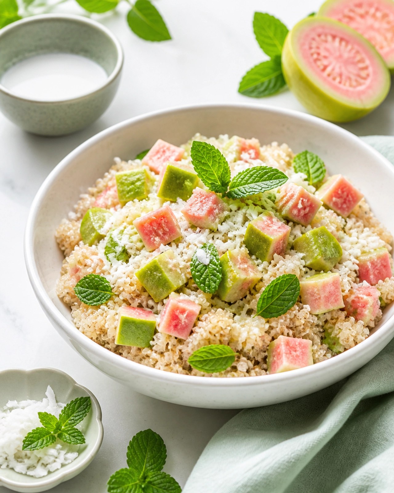 Ensalada de quinoa con guayaba fresca y coco