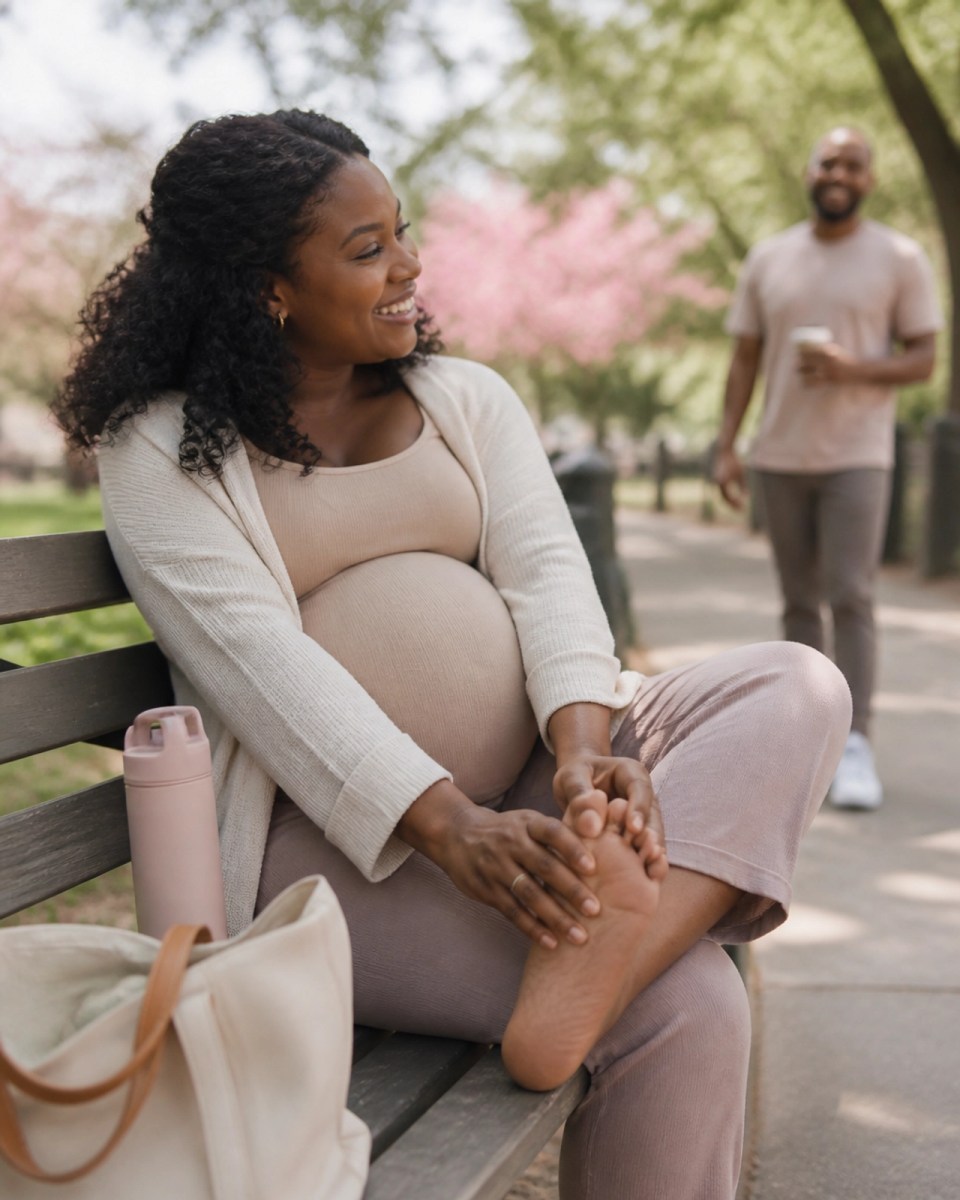 Expectant black mother resting during late pregnancy because of swelling and mobility challenges, demonstrating why some women qualify for a pregnancy handicap placard.