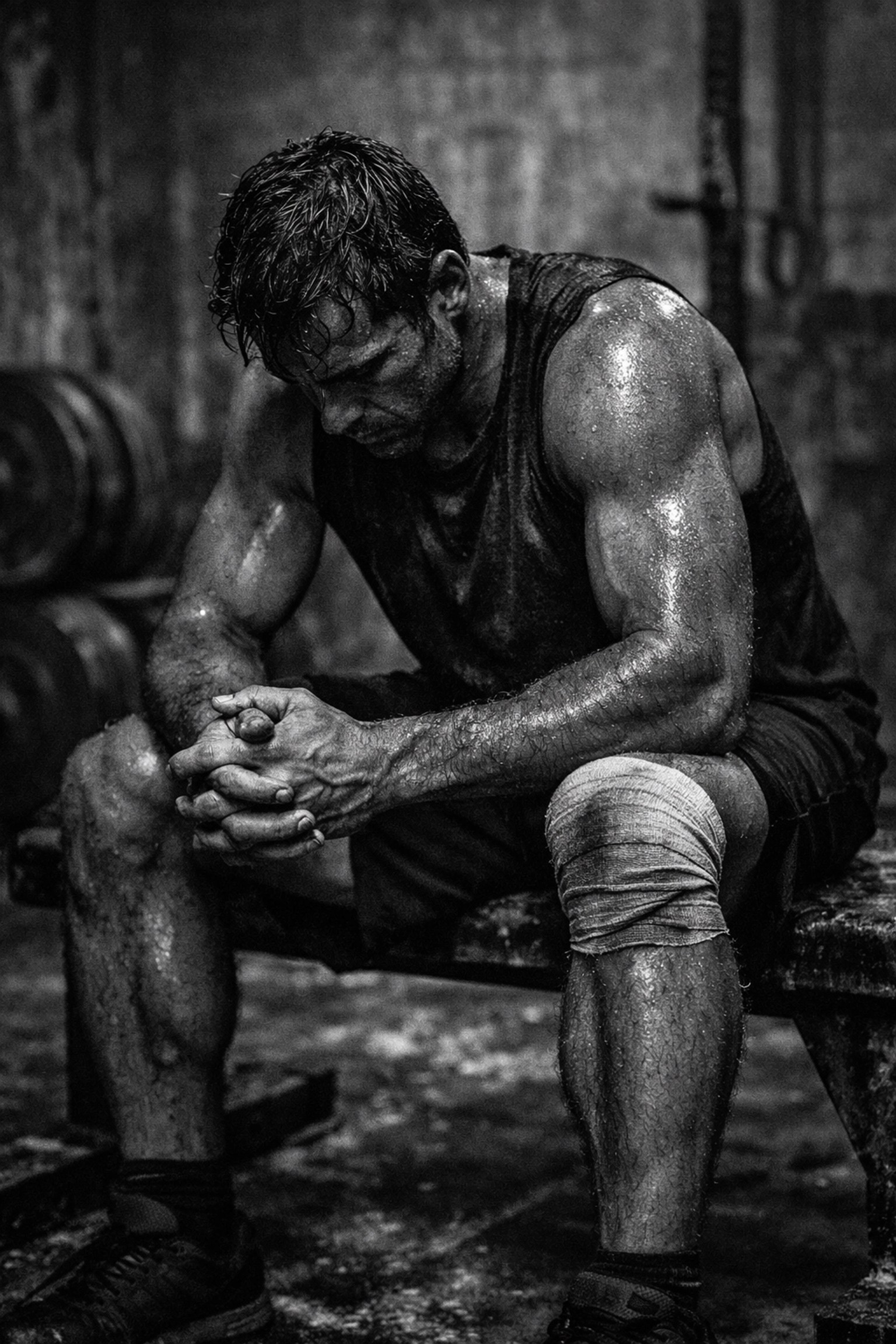 Sweaty athlete resting after training, highlighting the need for effective sports recovery and natural inflammation relief.