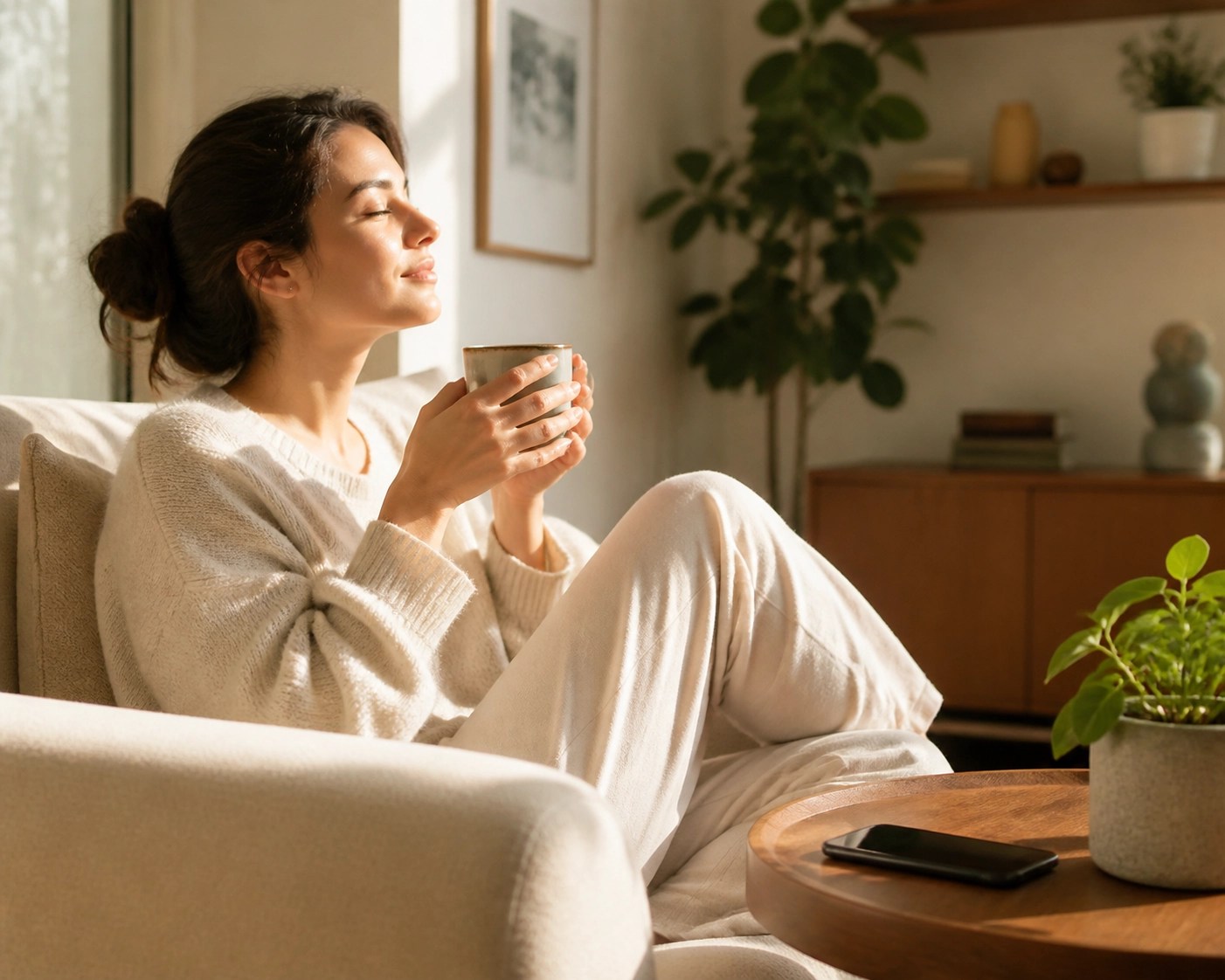 A dialysis patient enjoying peace of mind at home after automating their medical transportation schedule.