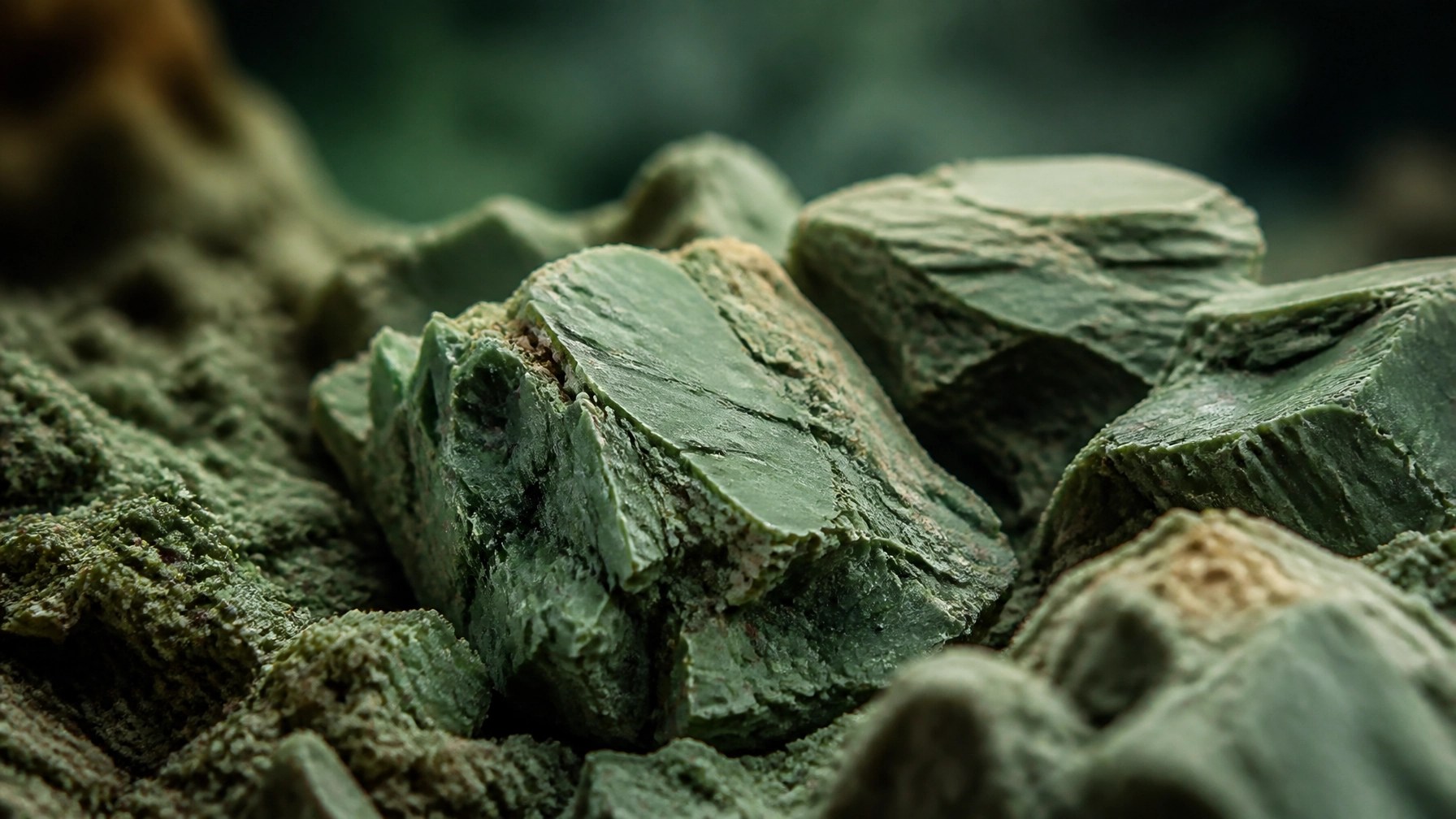 Macro of natural green clay minerals