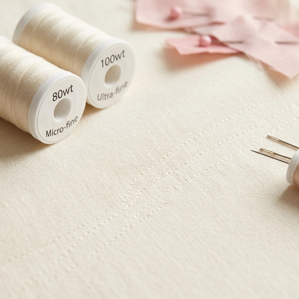 Micro-fine 80wt thread on fabric
