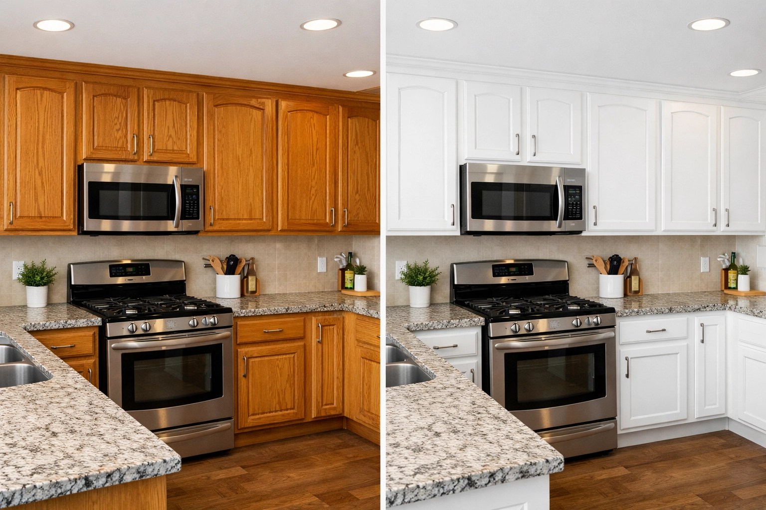Before and after cabinet painting transformation Stuart FL
