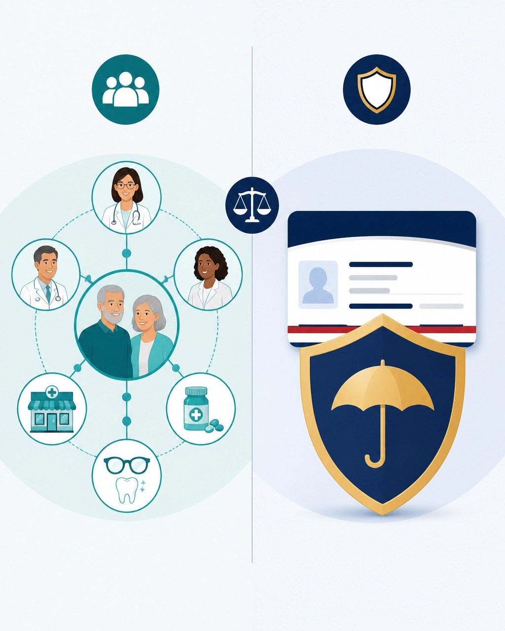 Visual comparison of Medicare Advantage and Medigap coverage