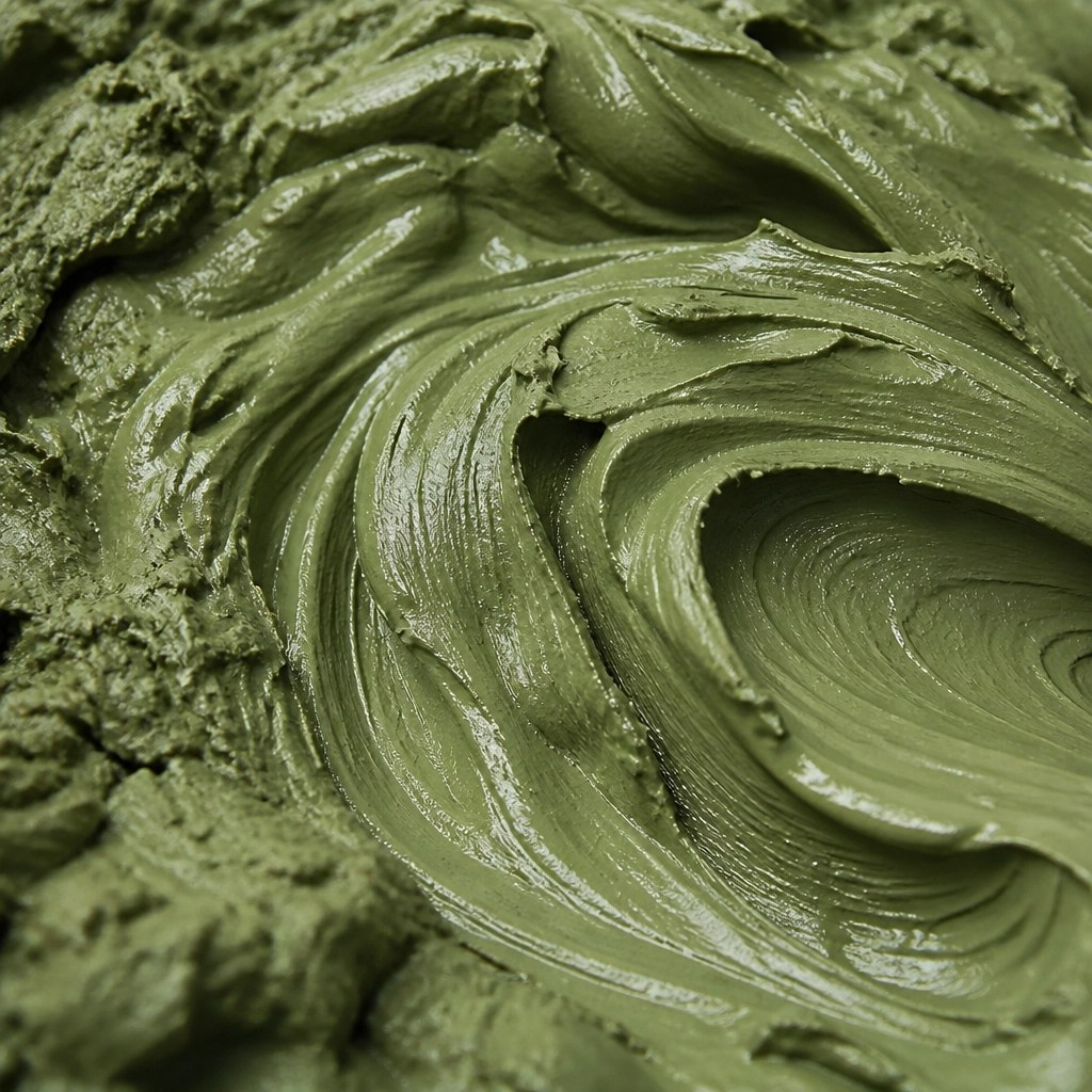 Close up texture of rich French green clay