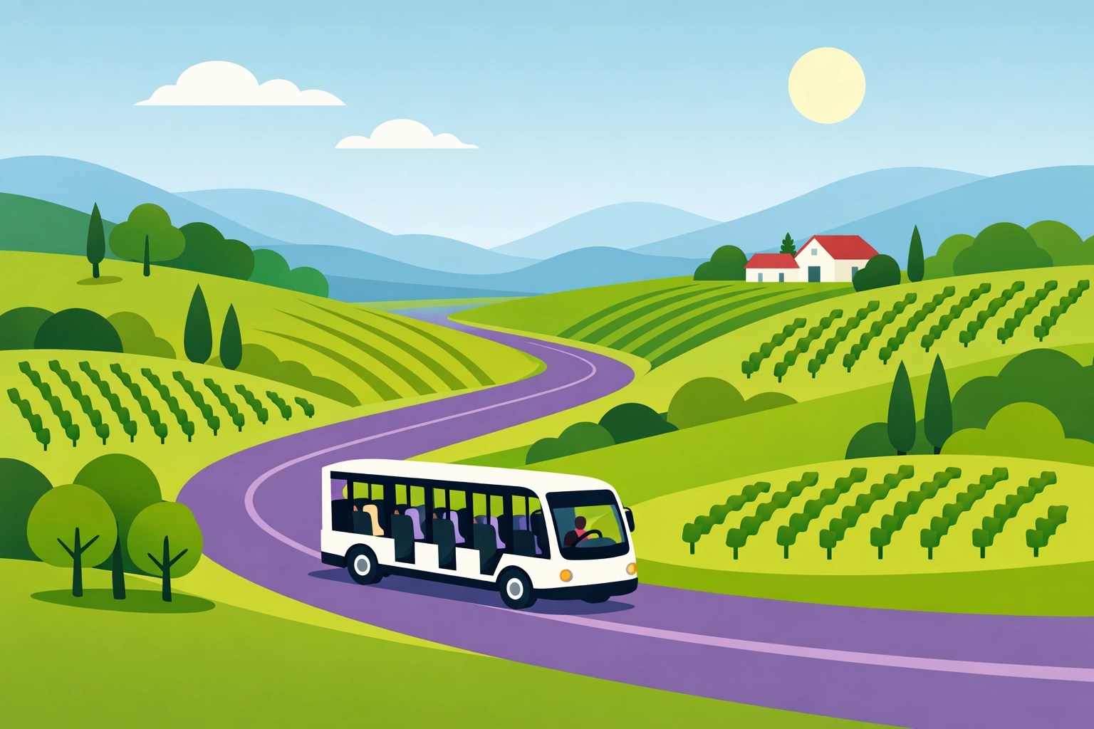 Vineyard Voyages shuttle providing stress-free transport on a Virginia wine tour.