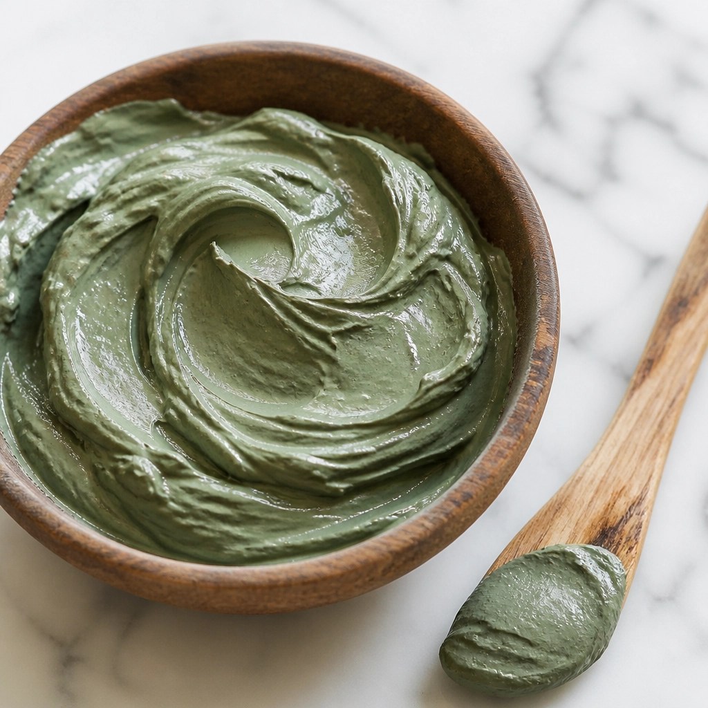 Macro view of thick green clay paste for athlete recovery