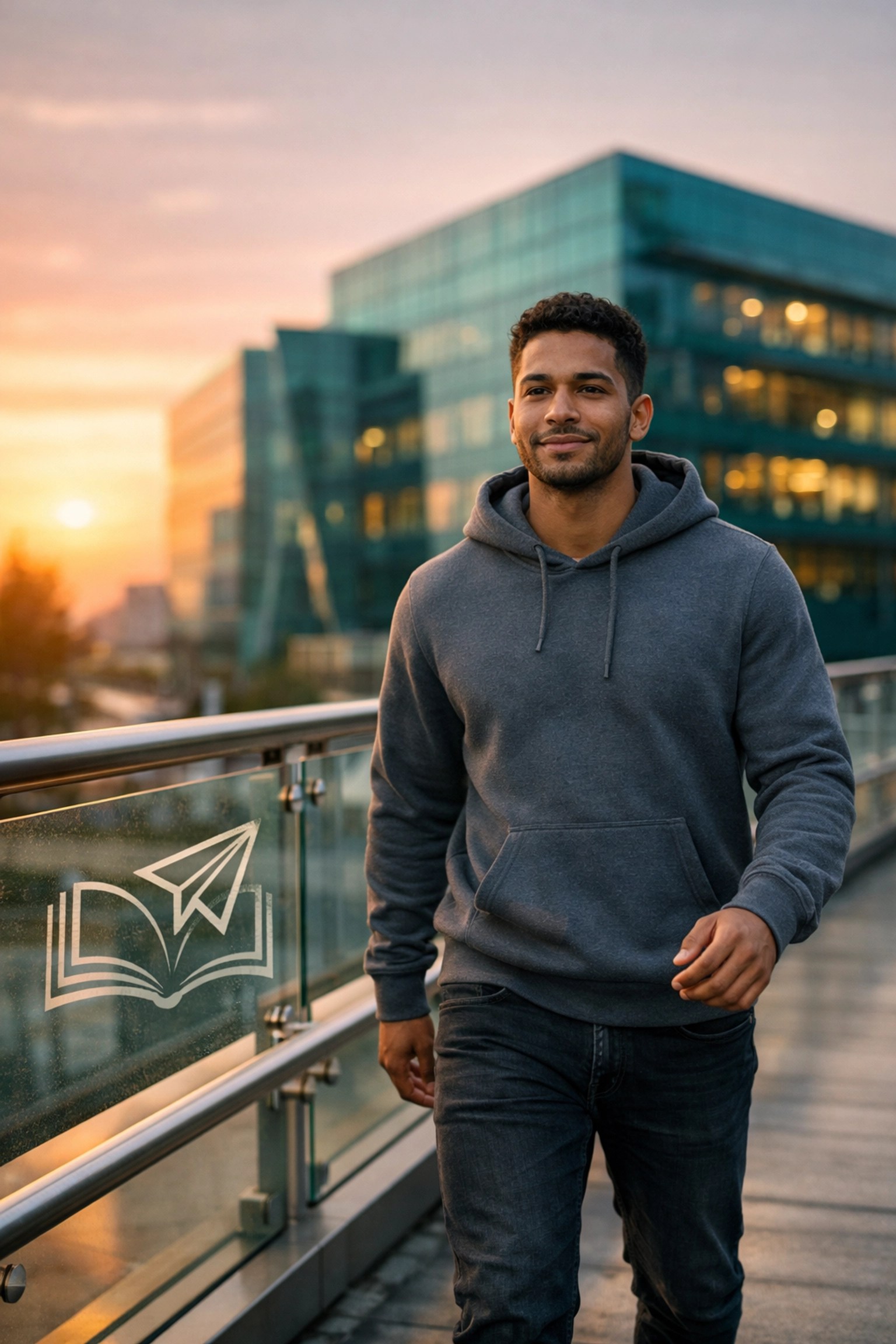 Student crossing a modern bridge toward a tech career, symbolizing the fast-track path of Workforce Pell grants.