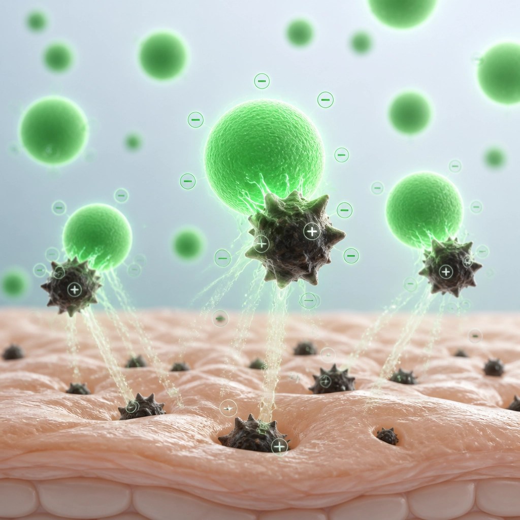3D visualization of clay particles binding to toxins