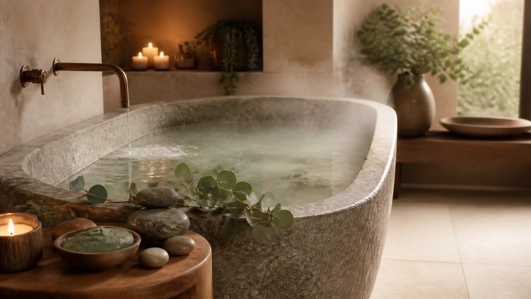 A tranquil clay bath setup for deep detox