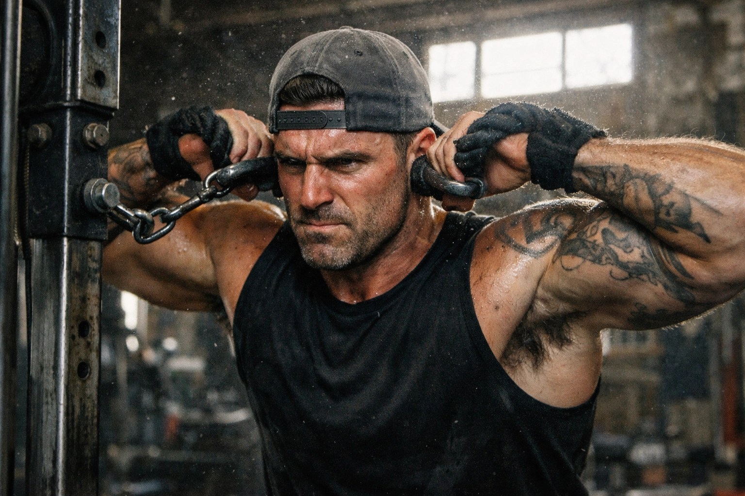 Tibs Parise demonstrating correct face pull form with peak contraction for shoulder health.