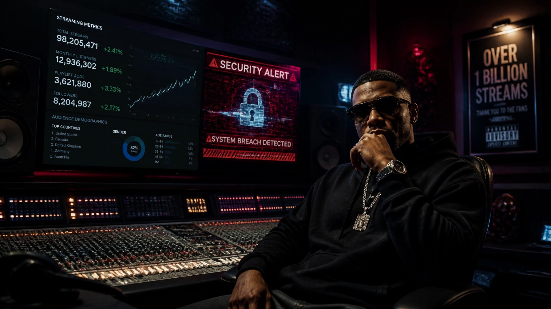 Digital security glitch and streaming metrics