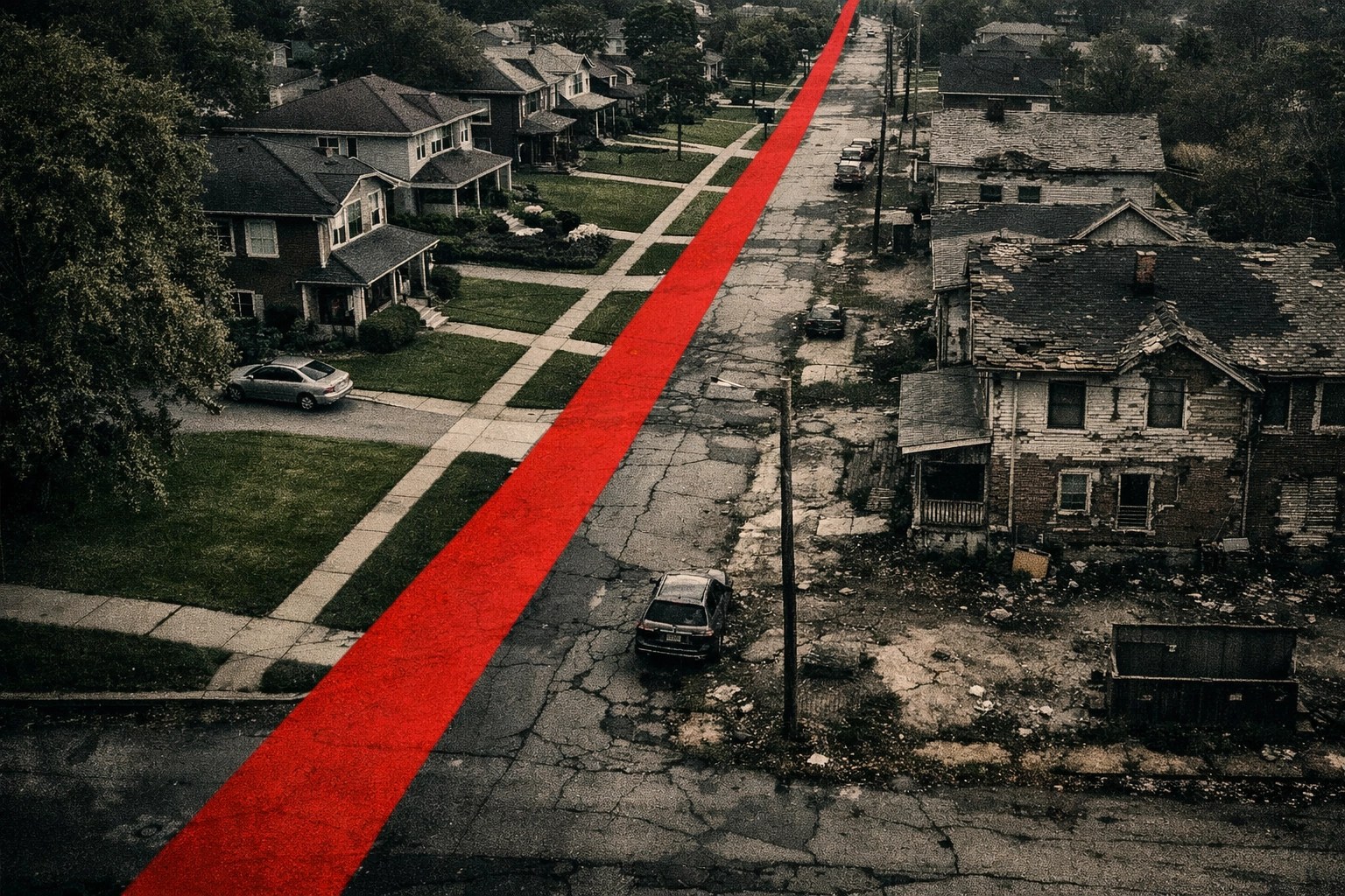 Redlining map showing housing segregation and discriminatory policies creating wealth gaps