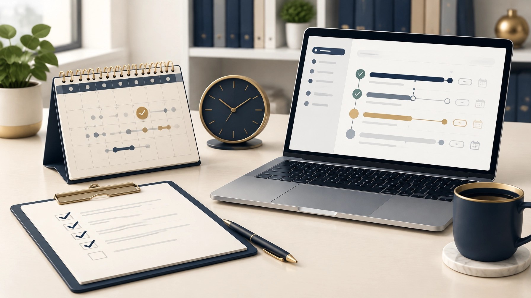 Authorization tracker with calendar, approval dates, and renewal reminders on a behavioral health practice desk