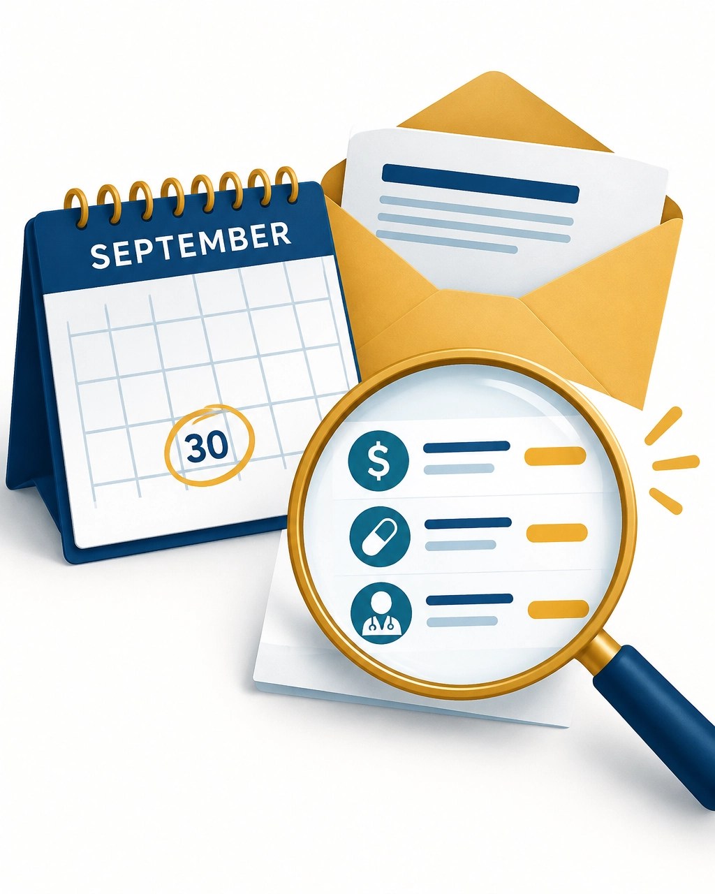 Calendar and Annual Notice of Change materials representing the September 30 Medicare review deadline