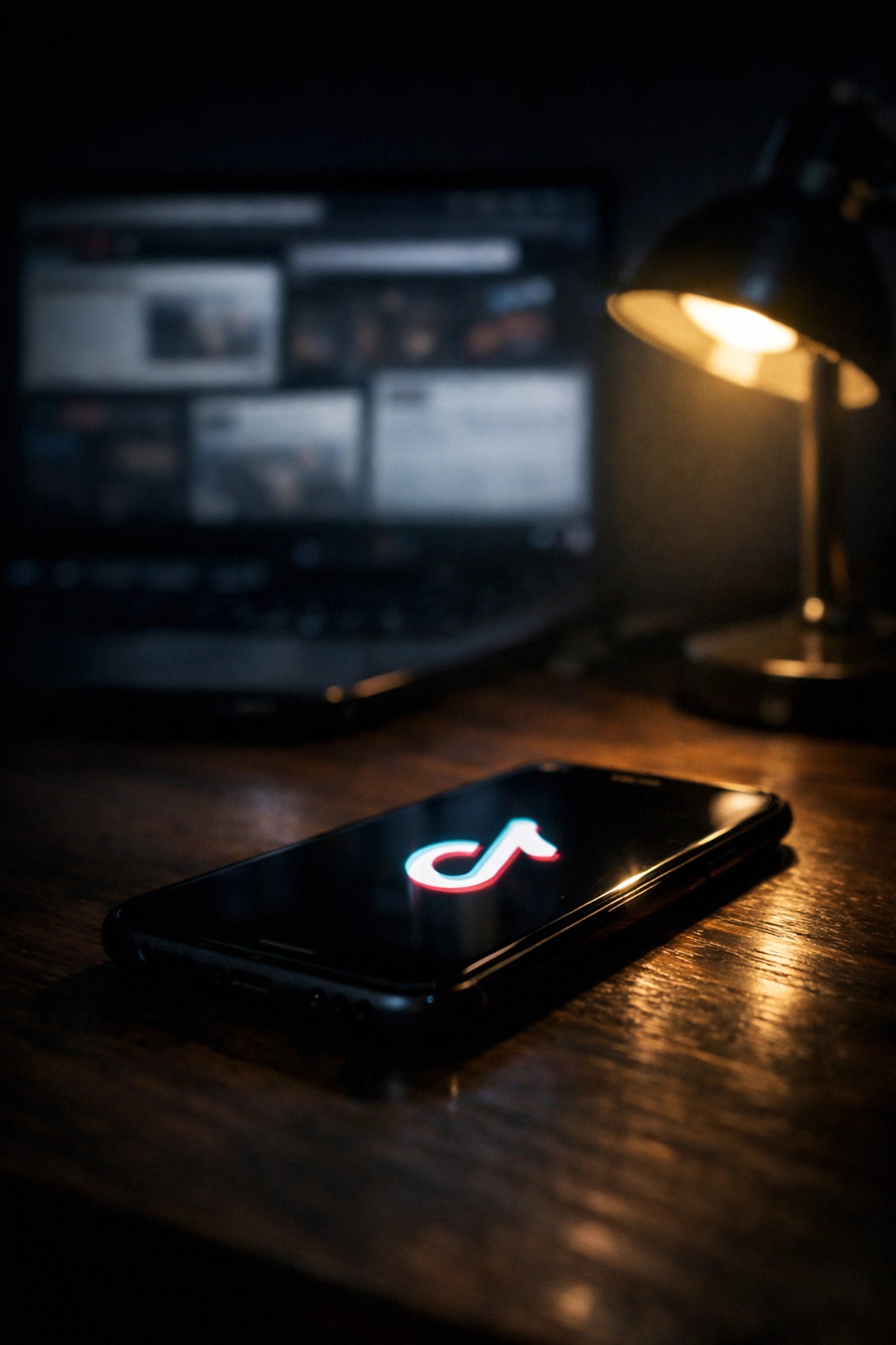 Smartphone displaying TikTok with laptop showing websites tracked by TikTok pixel surveillance
