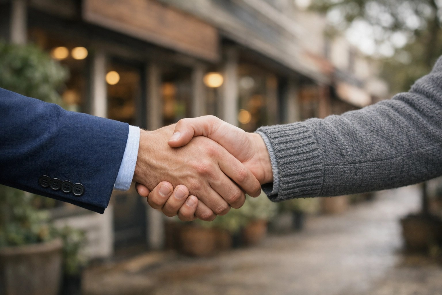 A professional handshake symbolizing a successful partnership with a local business growth and recruiting partner