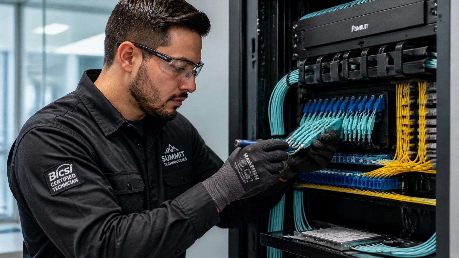 Low-voltage technician terminating structured cabling
