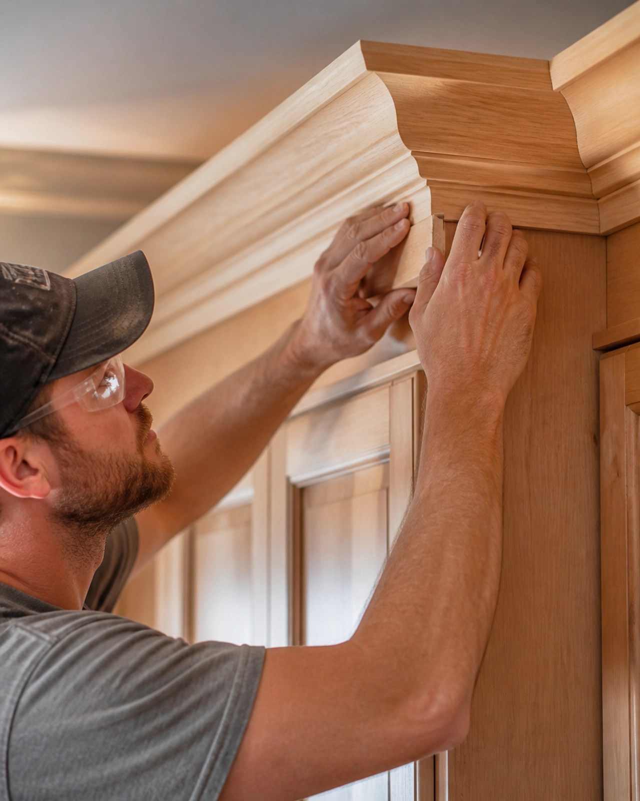 Close-up of high-quality craftsmanship and detailed carpentry