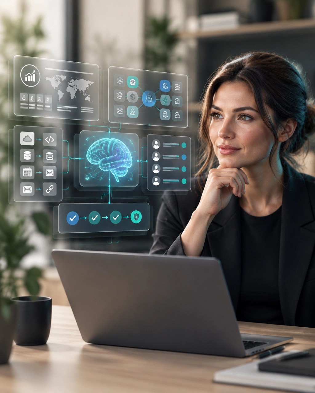 A technical architect structuring a bespoke business brain with domain maps, connected tools and approval pathways