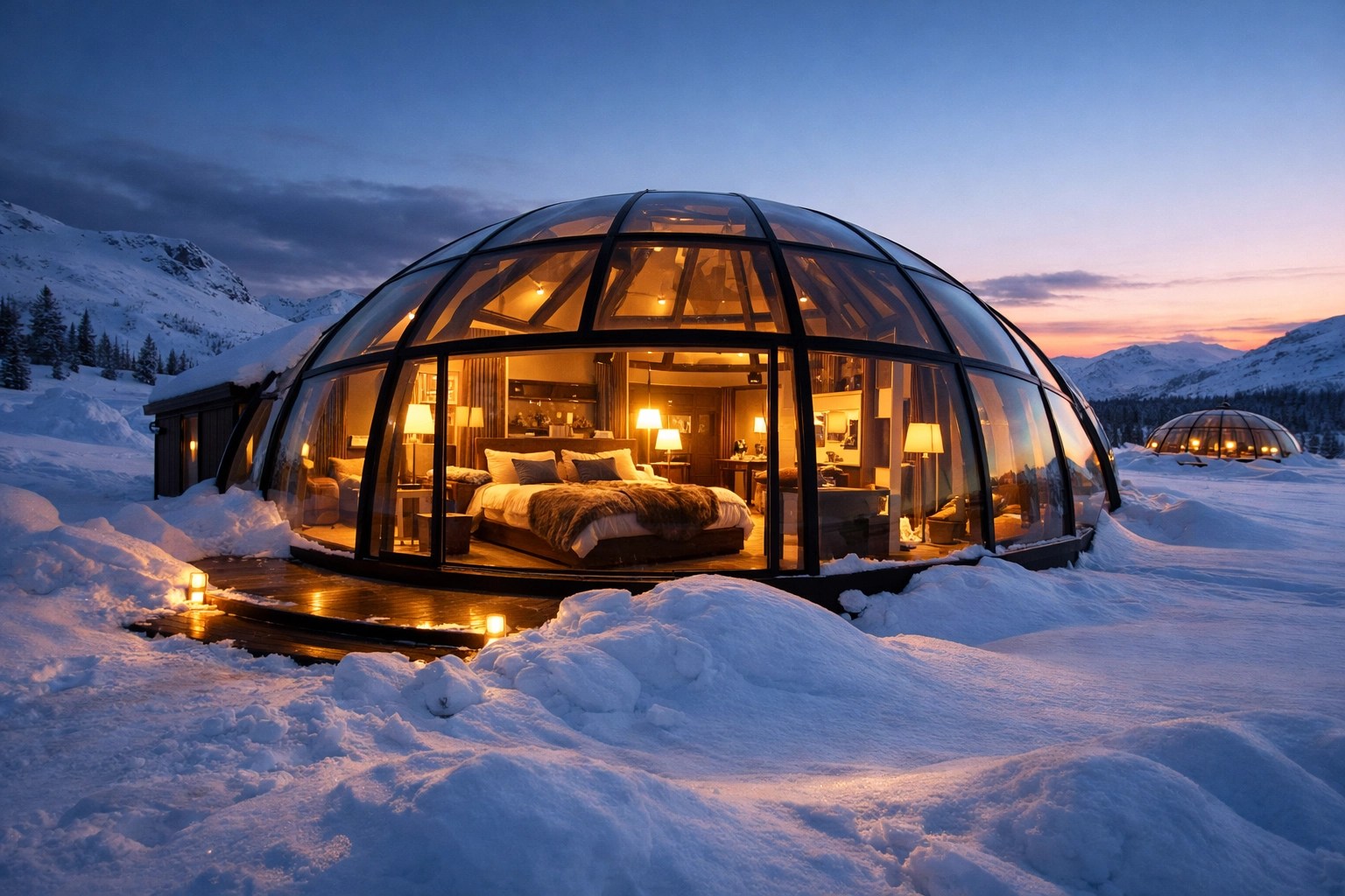 Luxury glass-domed igloo suites in the Arctic