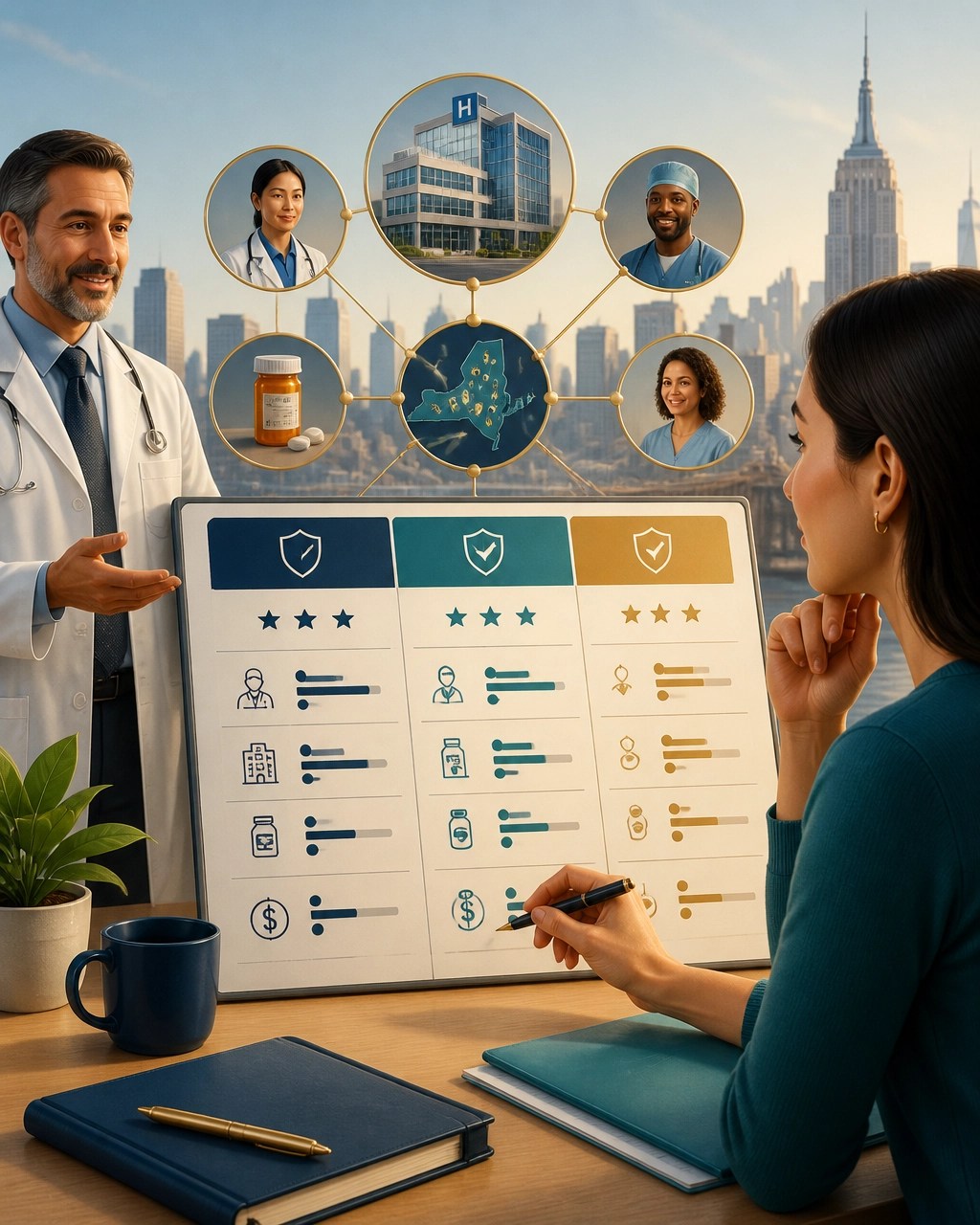 New York individual health insurance review showing doctors, hospitals, prescriptions, and provider networks