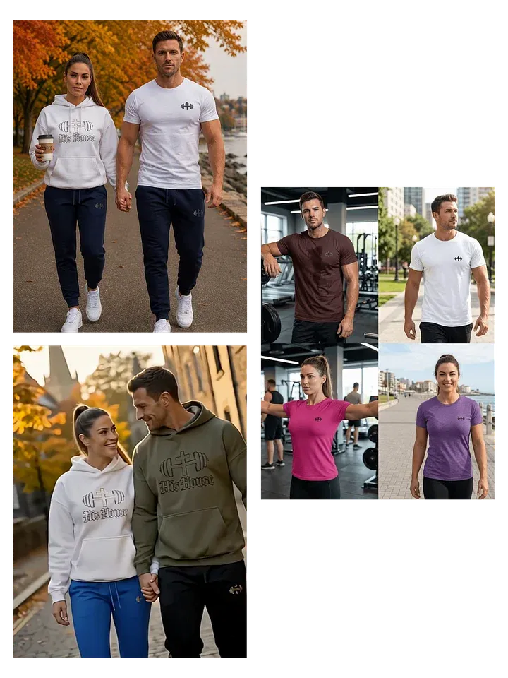 Faith-inspired activewear worn in gym, outdoor, and everyday settings