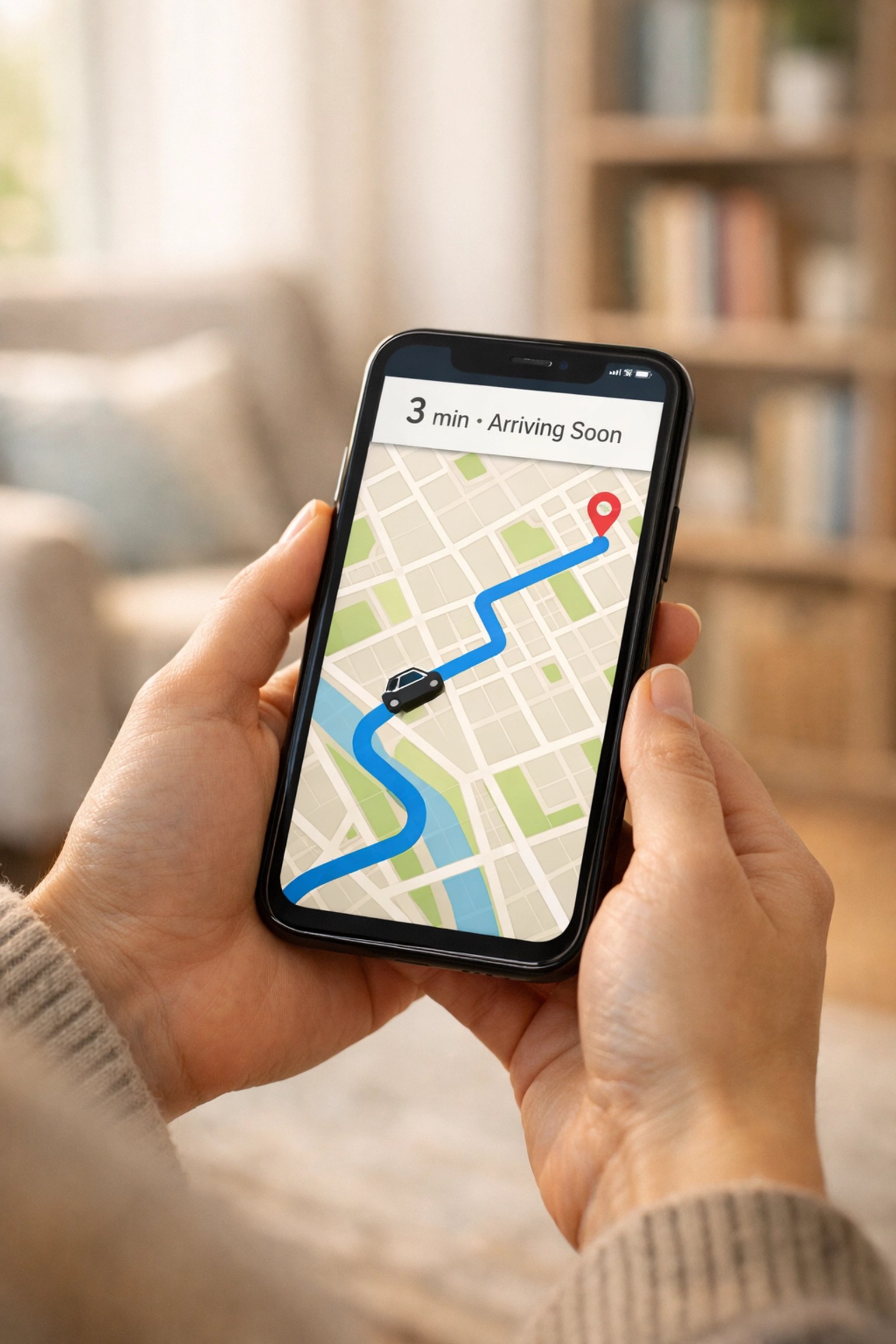 Mobile app showing real-time tracking for a medical transport vehicle to avoid missed appointments.