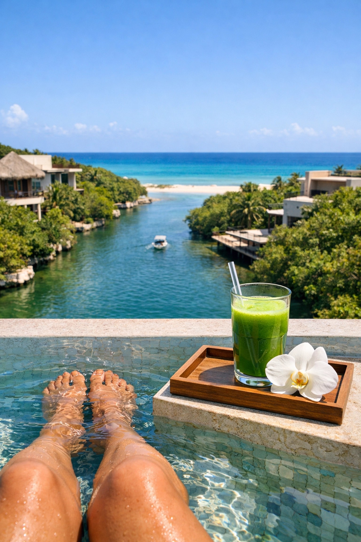 Private infinity pool view at Alila Mayakoba, booked by your Cruise Planners luxury travel agent.
