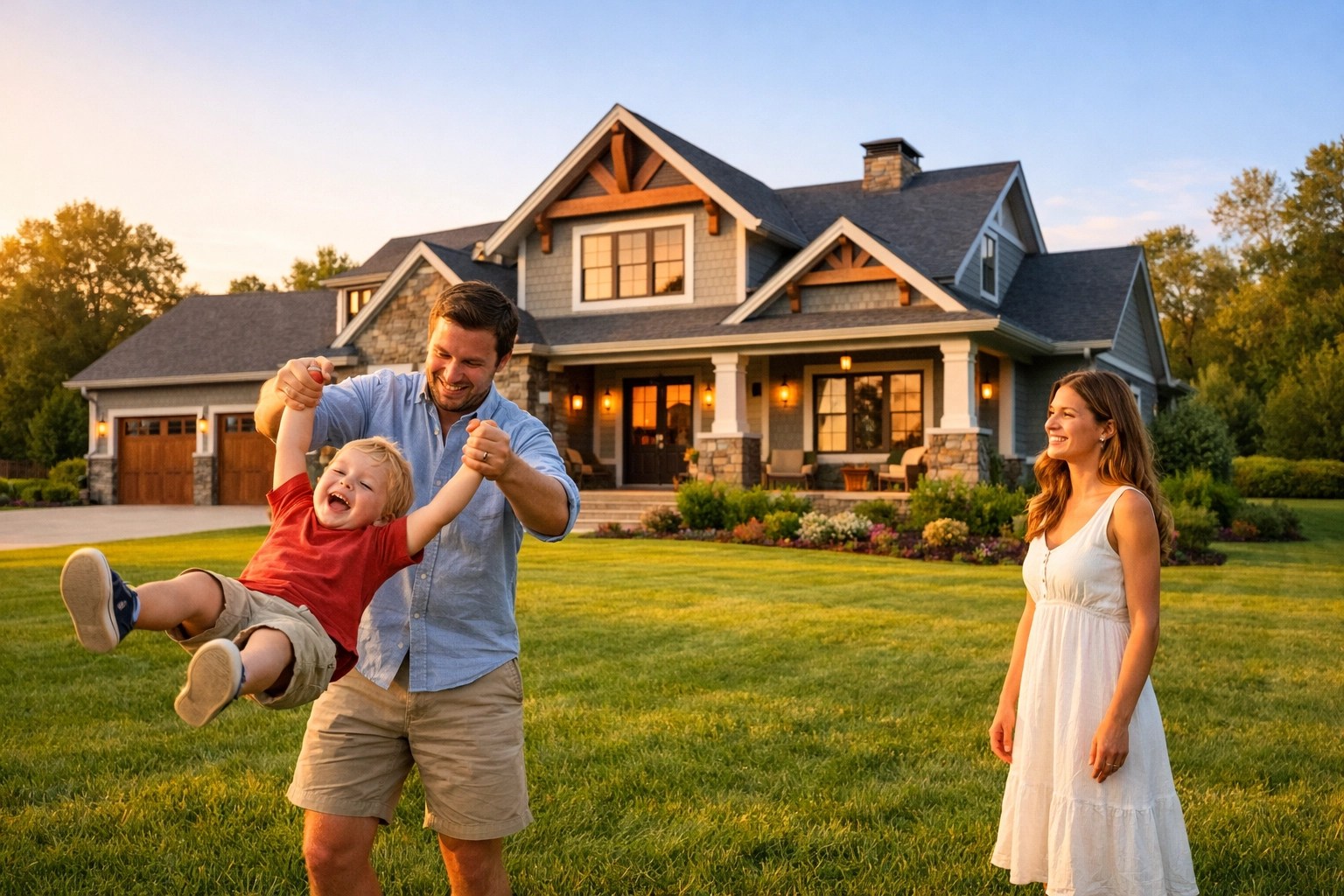 Happy family at their Milton home, representing the peace of mind that comes with life insurance security.
