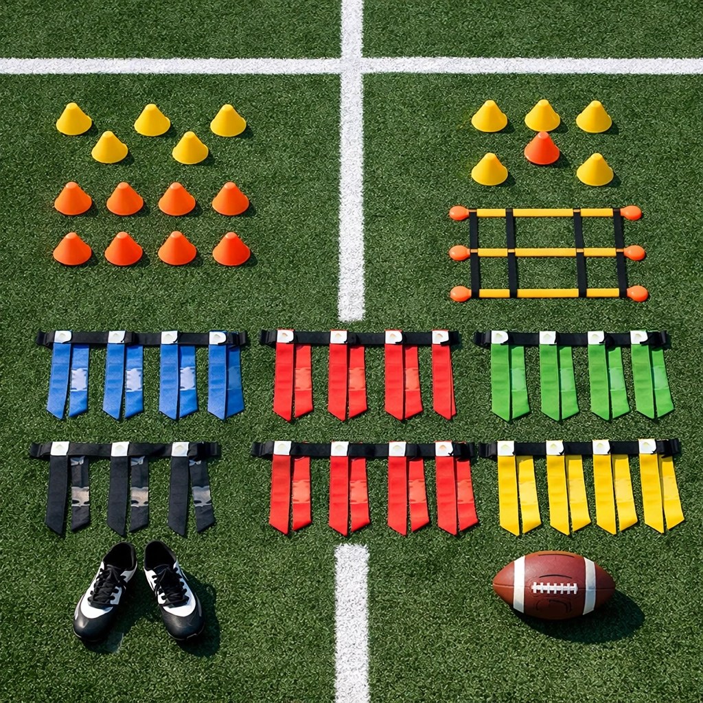 Flag football training equipment and field layout for beginners getting started