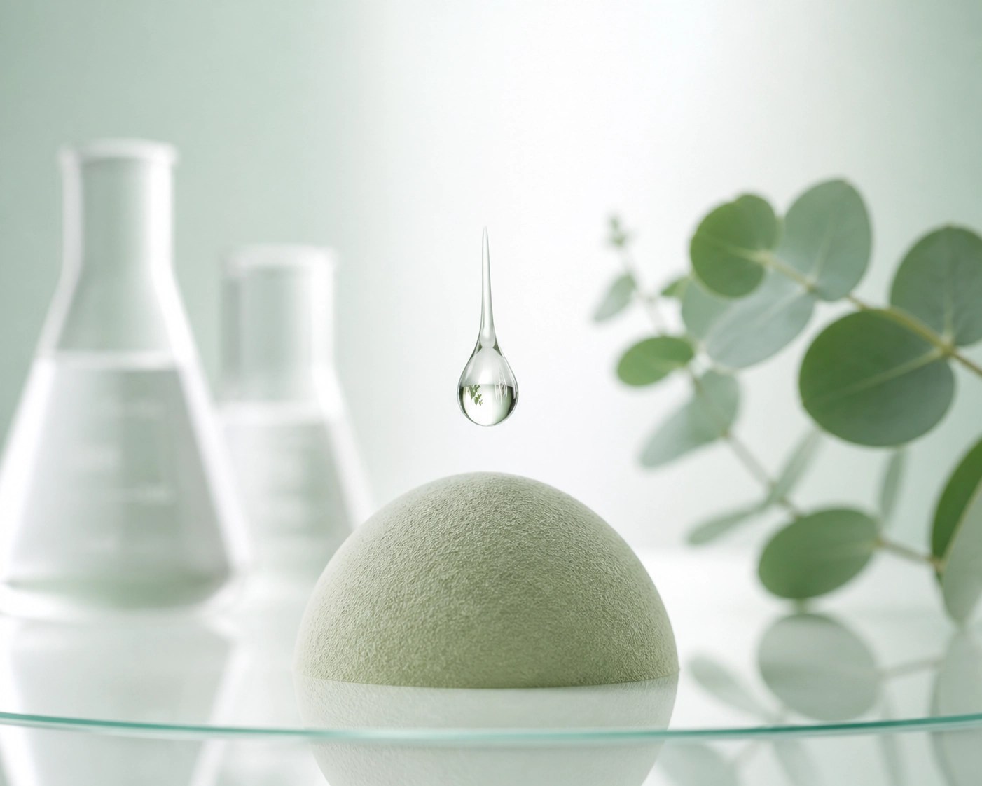 Pure green clay powder in a clean laboratory setting representing certified non-toxic mineral quality.