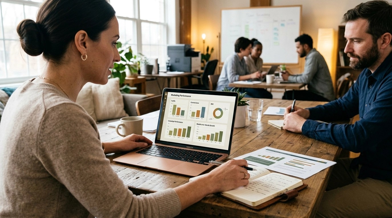 Dashboards showing weekly marketing progress and results