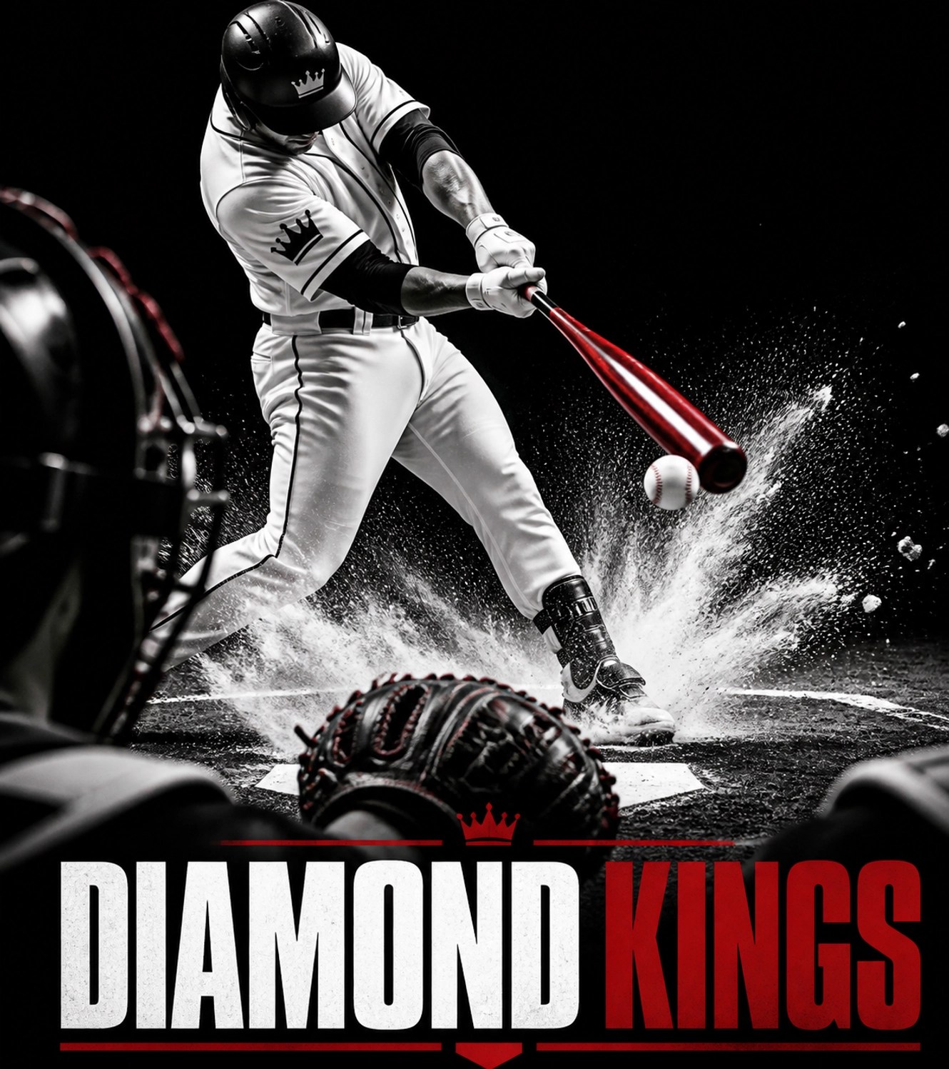 Action shot of a baseball player swinging a red bat for daily MLB sports scores.