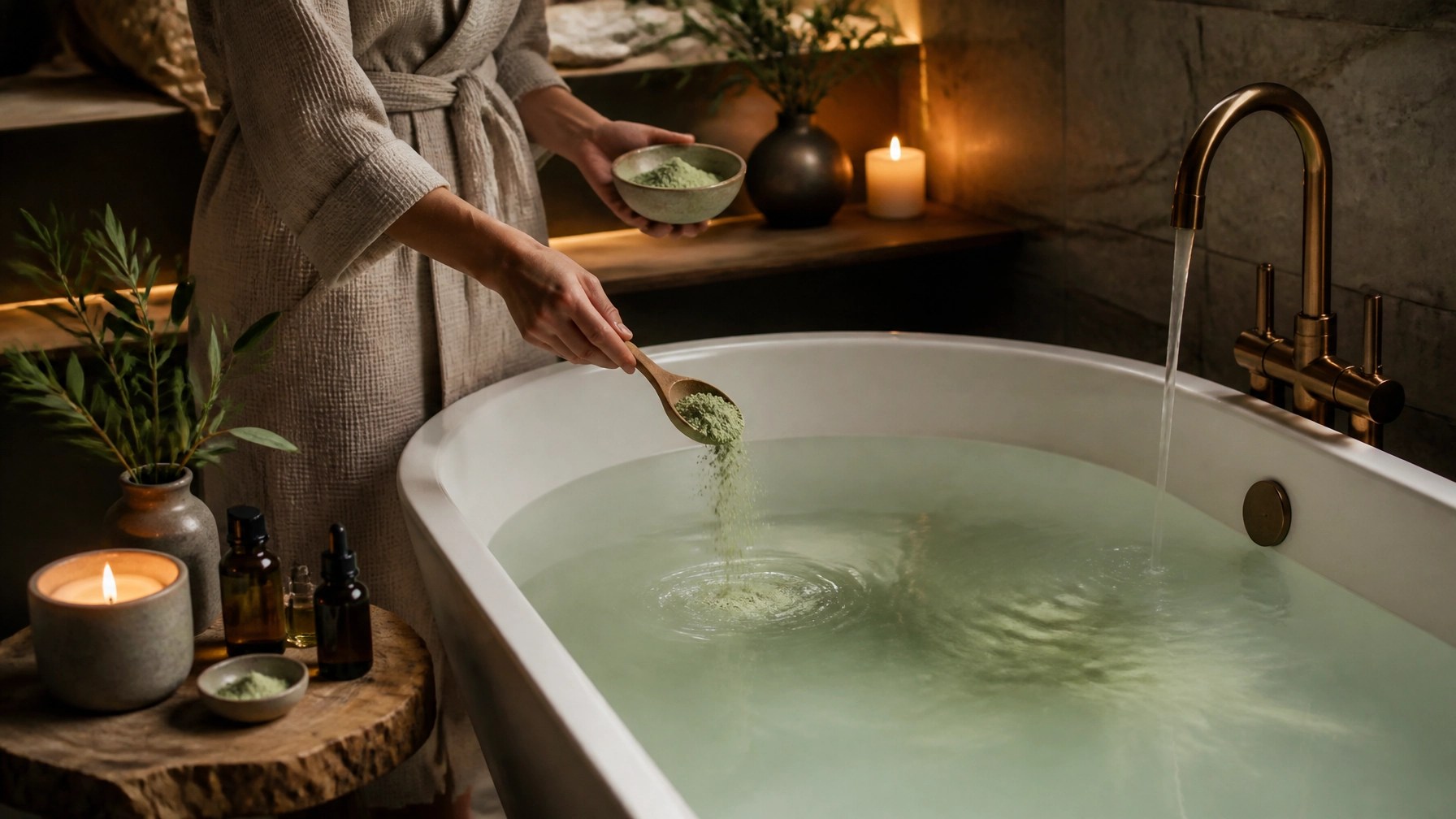 Preparing a detox clay bath