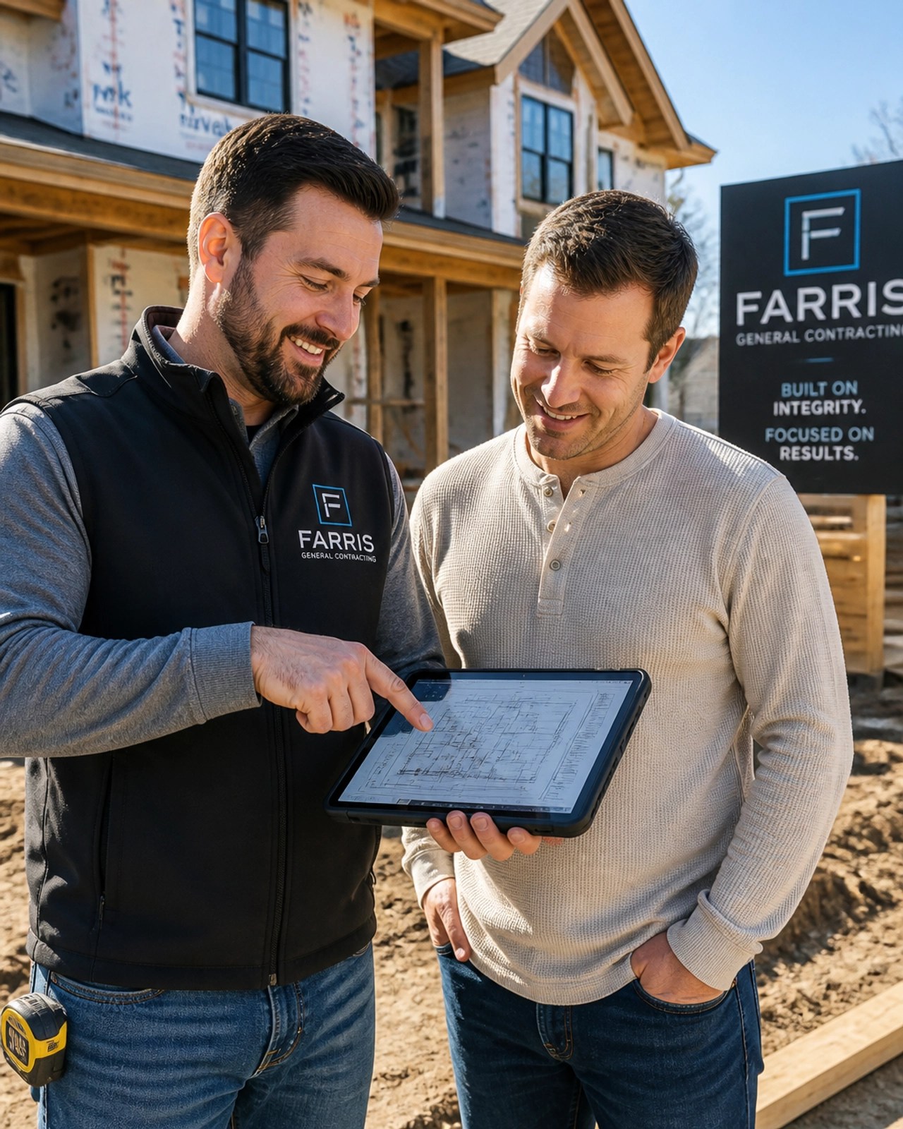 Farris GC team member collaborating with a client on site