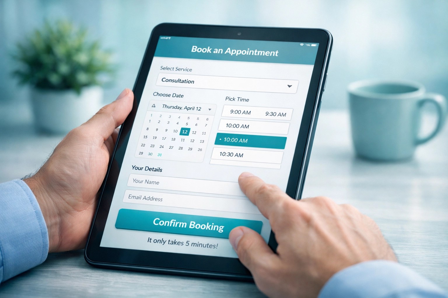 Booking a reliable medical ride online through a user-friendly tablet interface for healthcare access.