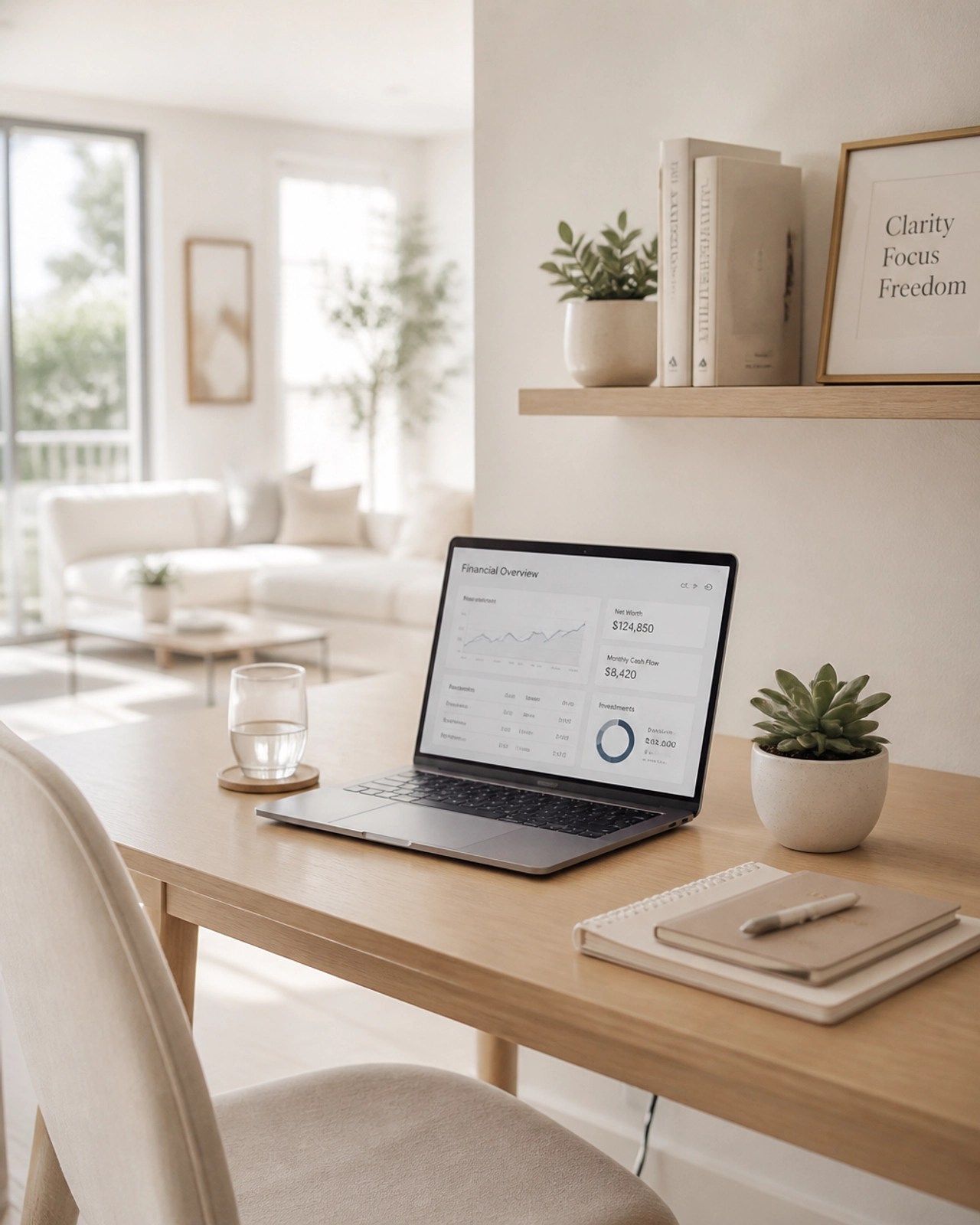 A minimalist home office nook representing financial clarity and the productivity of managing a rental asset.
