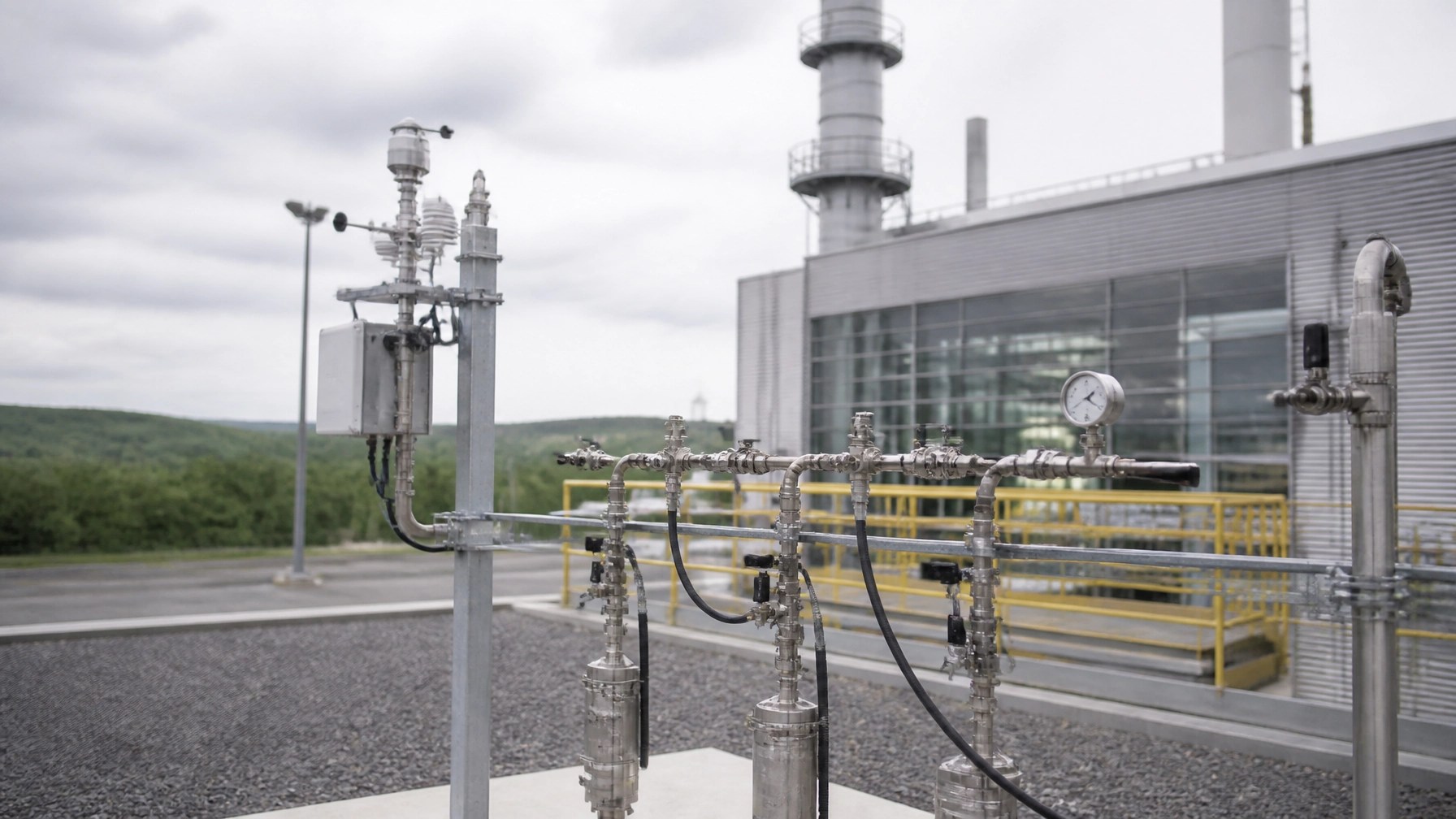 Industrial facility in New York State with environmental monitoring equipment