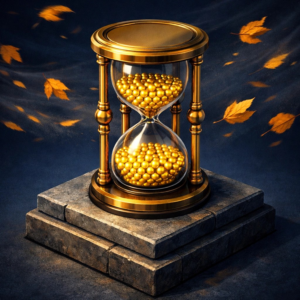 Hourglass symbolizing fixed premiums and lifelong final expense insurance stability