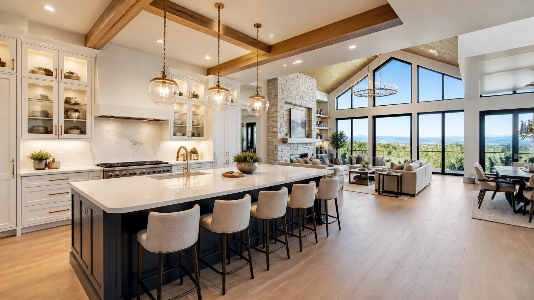Beautiful modern custom home interior with luxury kitchen