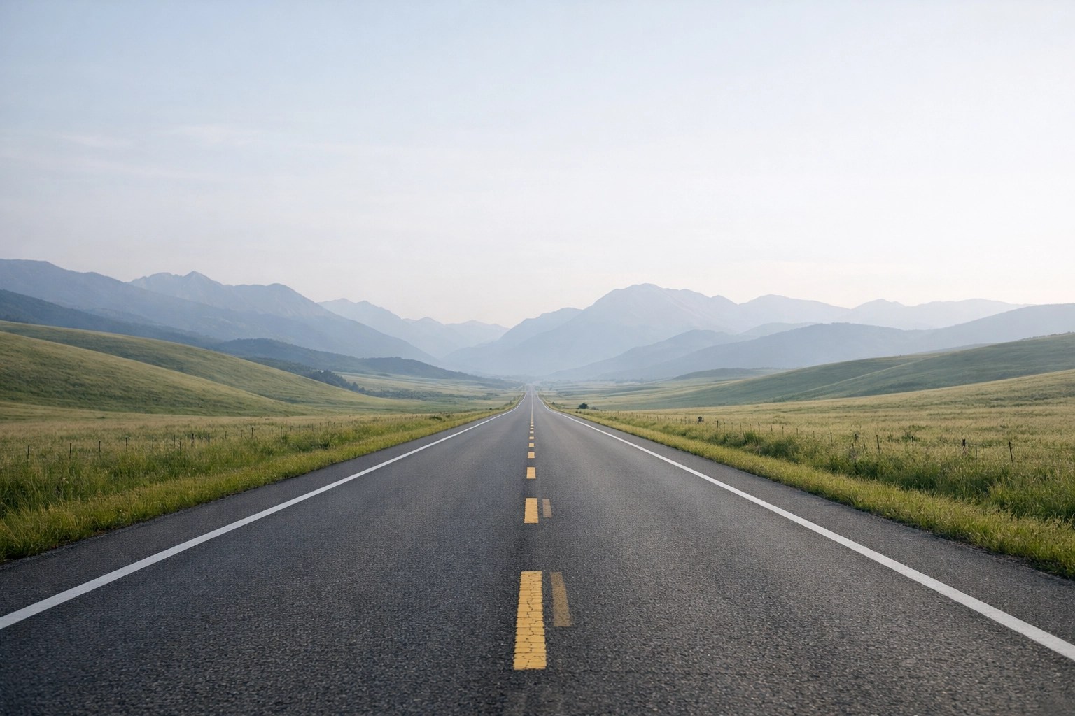 Quiet rural road through rolling hills, illustrating the distance to healthcare access.