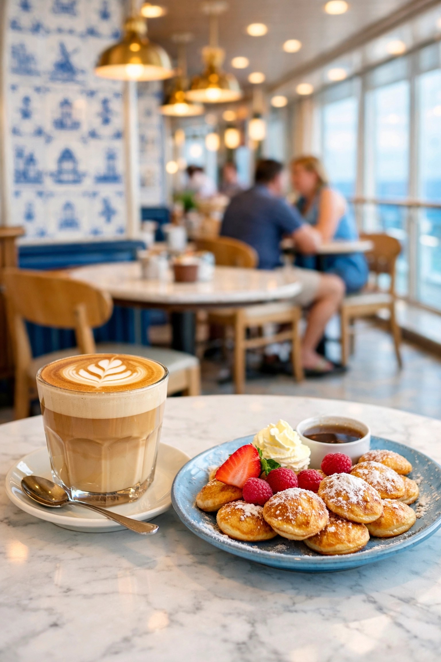 Gourmet coffee and Dutch pancakes at the Grand Dutch Café on the luxury Holland America Oosterdam.